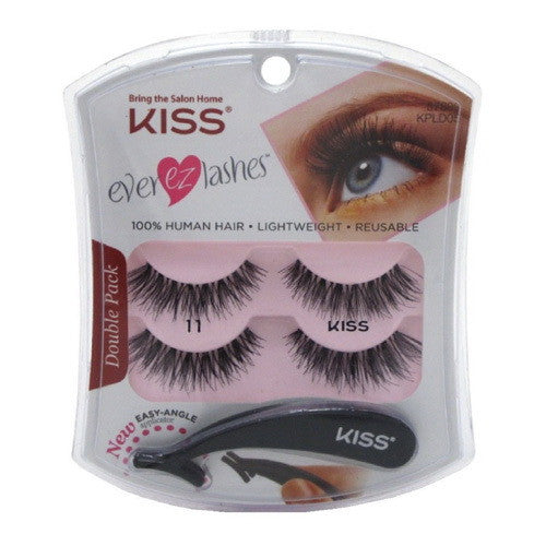 Kiss Ever Ez Lashes False Eyelashes 11 Double Pack, 2 Pair